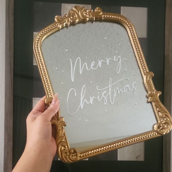 Other - VIRAL Vintage Gold Framed Merry Christmas Mirror